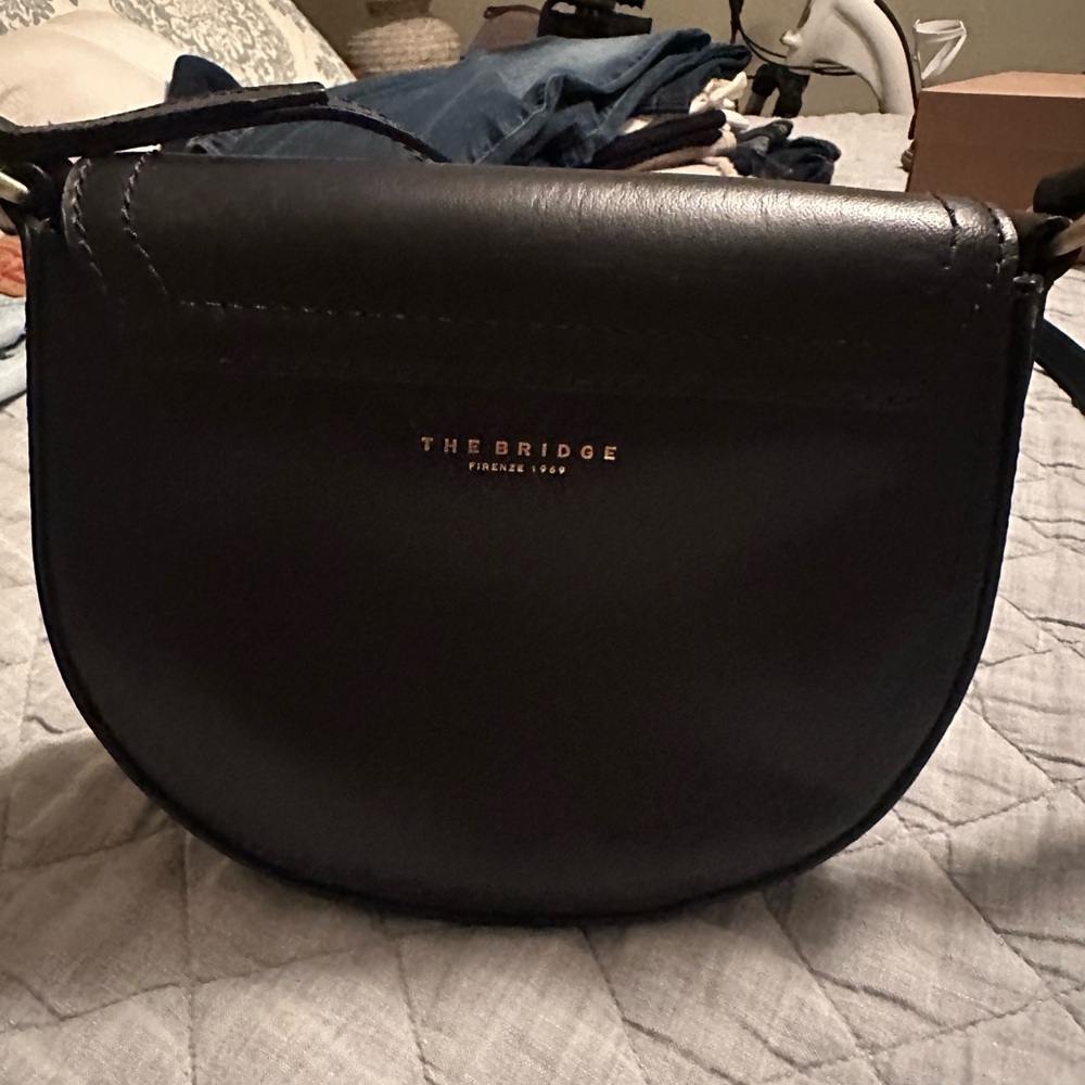 The Bridge Firenze Black Leather Crossbody Saddle Bag